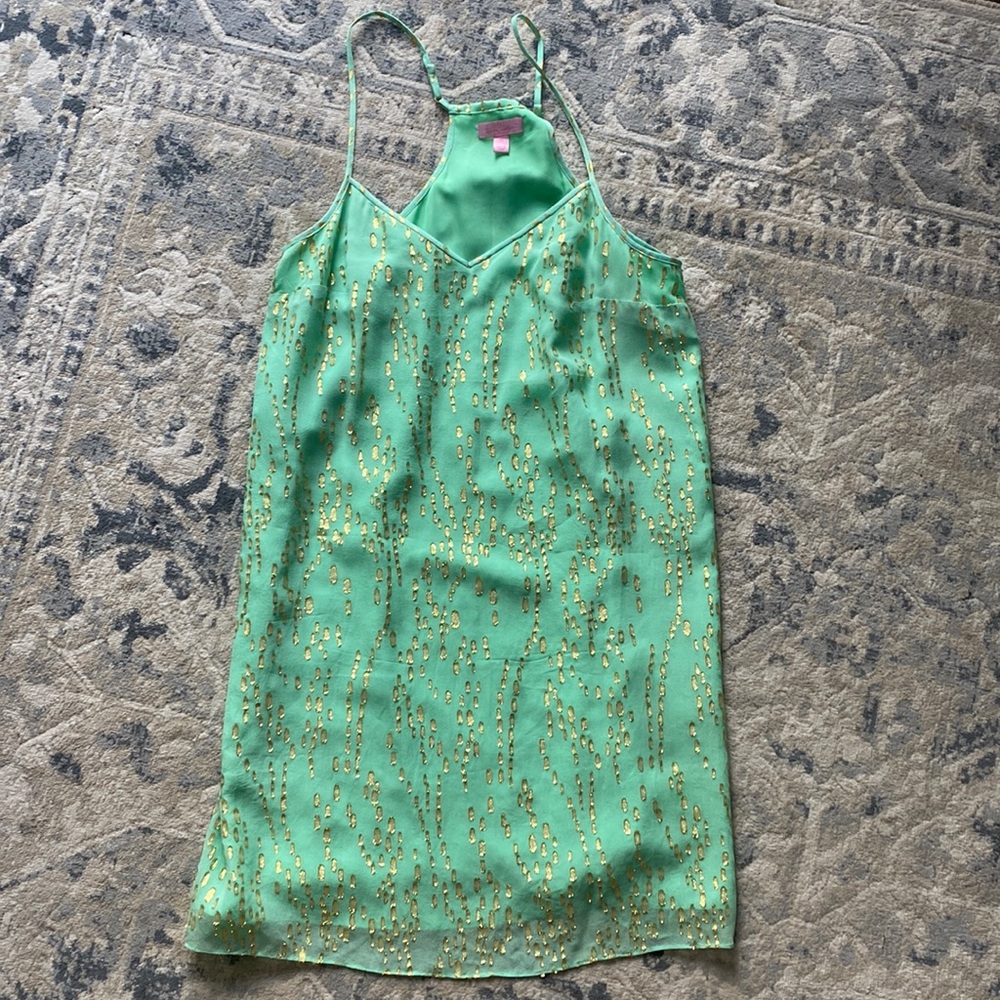 Lilly Pulitzer green & gold slip dress